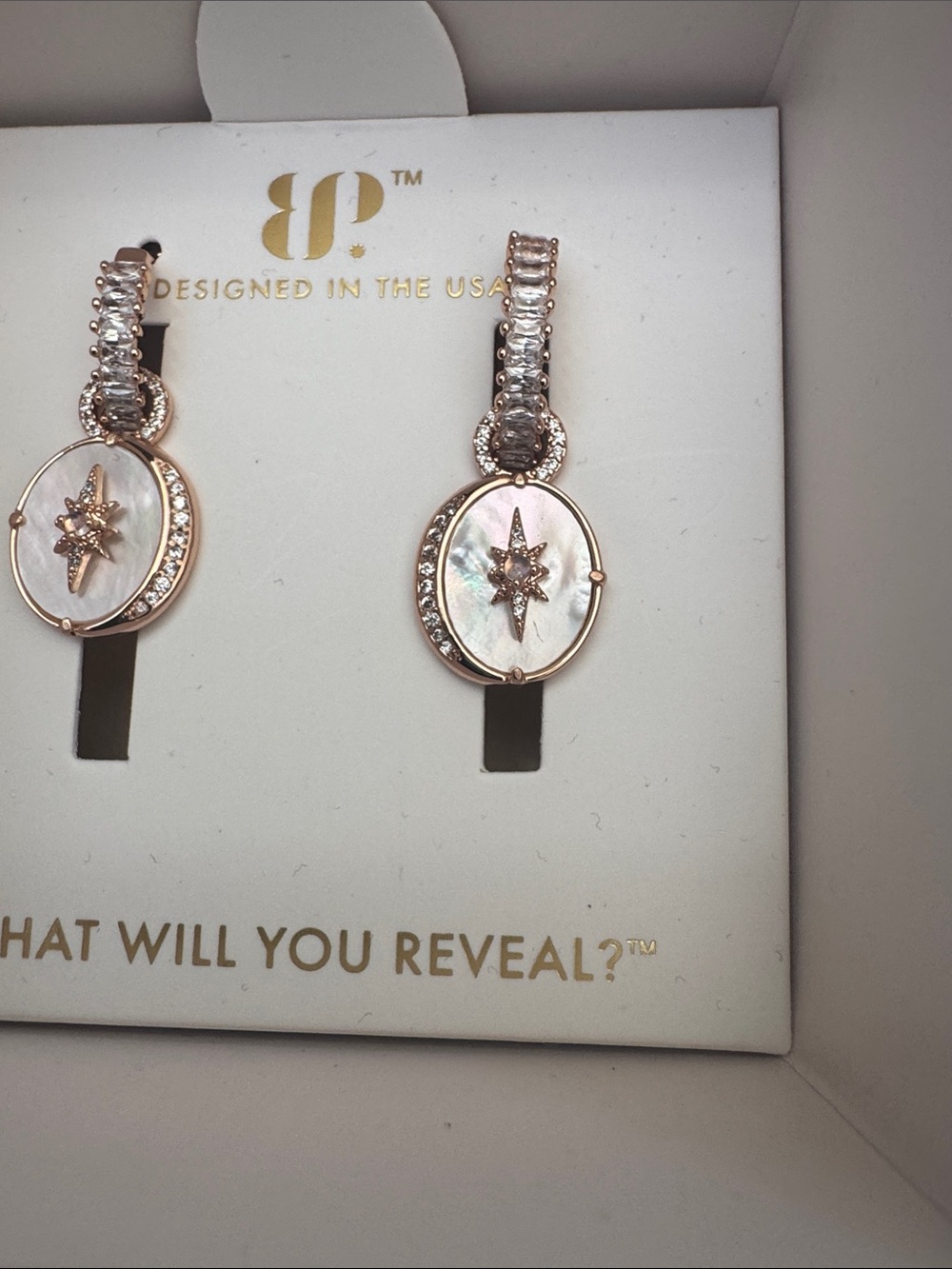 bp Rose Gold Mother-of-Pearl Starburst Drop Earrings